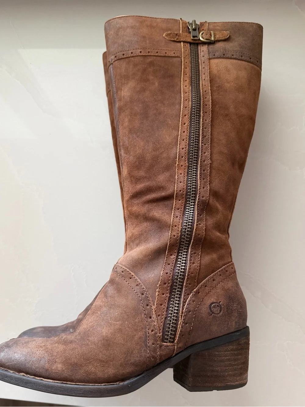 Born Cognac Brown Suede Over-the-Knee Zip Boots